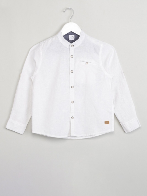 

max Boys White Regular Fit Solid Casual Shirt