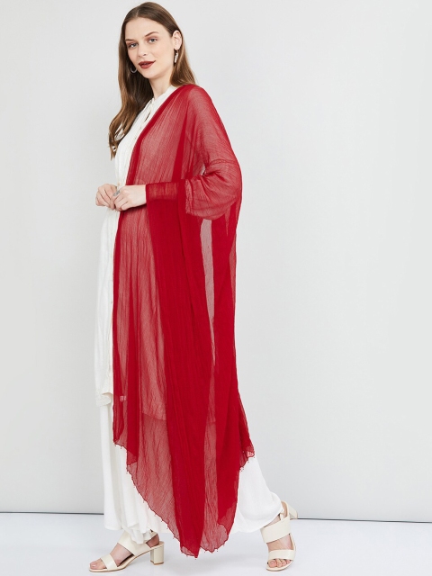 max Red Solid Dupatta