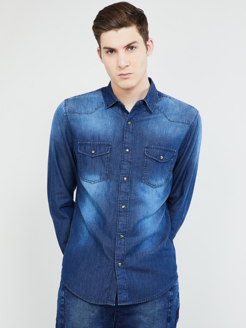 

max Men Blue Slim Fit Faded Casual Shirt