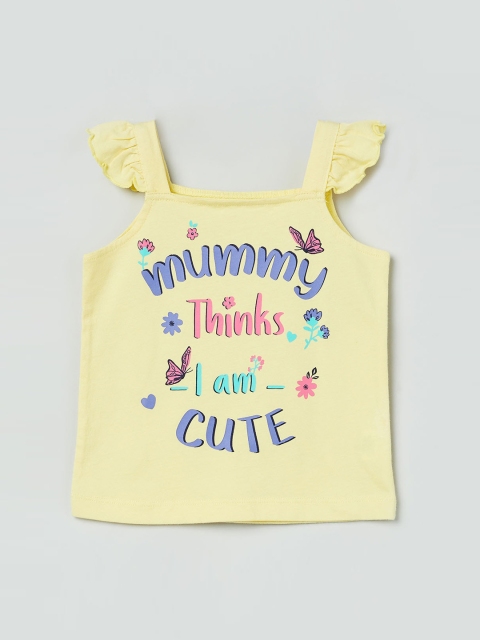 

max Girls Yellow Printed Top
