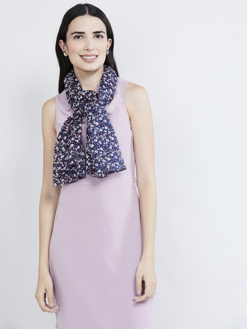 

max Women Navy Blue & White Floral Print Scarf