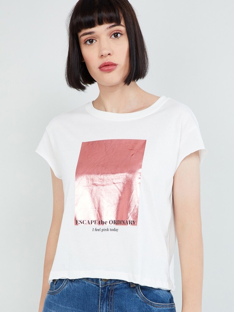 max Women Off-White Printed Top