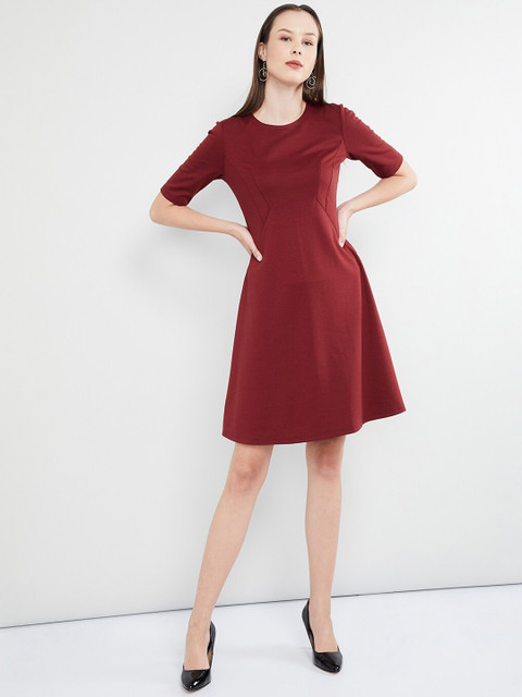

max Women Red Solid A-Line Dress