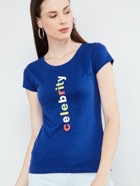 

max Women Blue & Yellow Printed Top