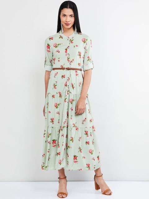 

max Women Green Printed Shirt Dress
