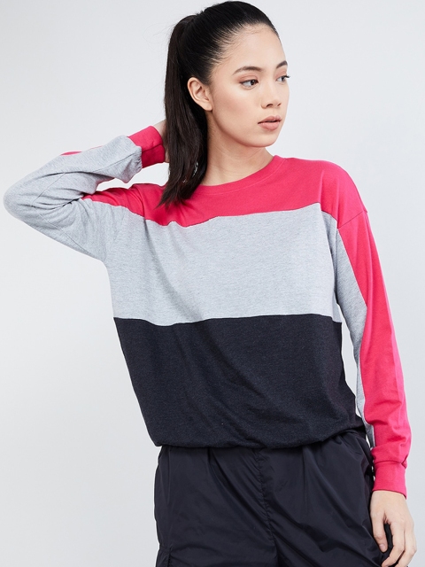 

max Women Pink Colourblocked Round Neck T-shirt