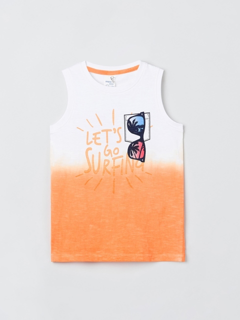 

max Boys Orange Printed Round Neck T-shirt