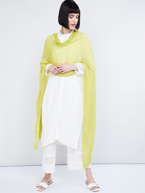 

max Lime Green Solid Dupatta