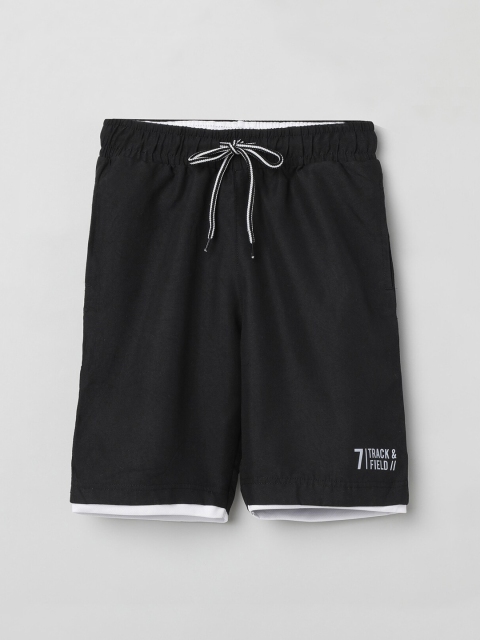 

max Boys Black Solid Regular Fit Shorts