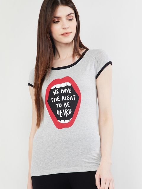

max Women Grey Melange Printed Top
