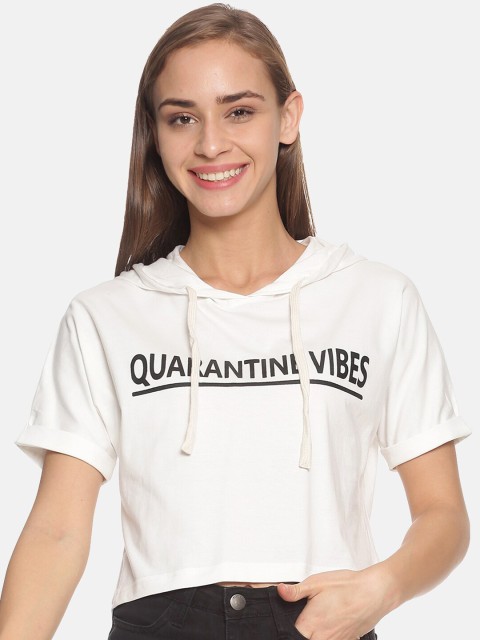 

Campus Sutra Women White Printed Crop T-Shirt