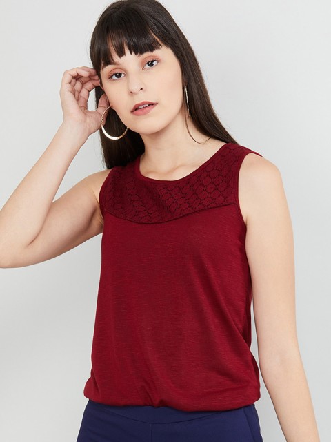 

max Women Maroon Solid Top