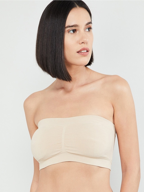 

max Beige Solid Non-Wired Lightly Padded Bandeau Bra SU19PB8SKIN