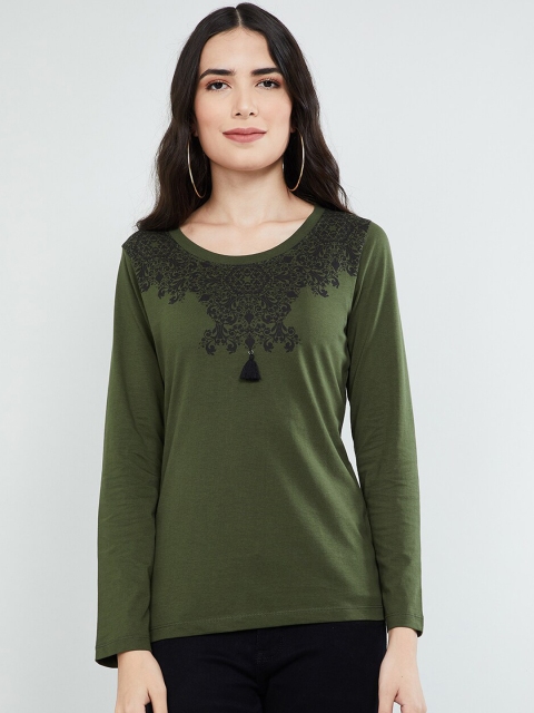 

max Women Olive Green Printed Top
