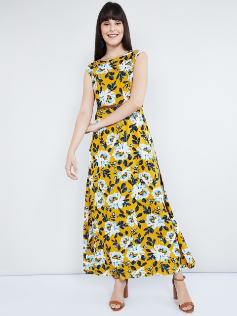 

max Women Yellow Printed Maxi Dress