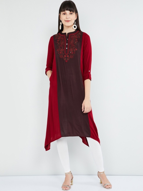 

max Women Red & Maroon Yoke Design A-Line Kurta