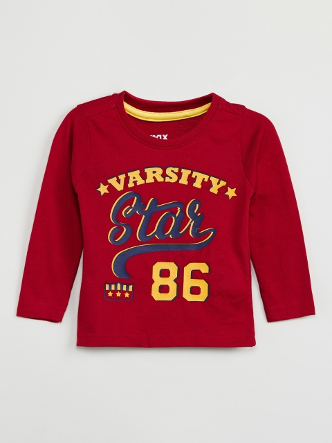 

max Boys Red & Black Varsity Print T-shirt