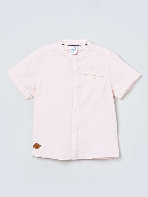 

max Boys Pink Regular Fit Solid Casual Shirt