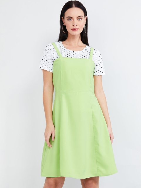 

max Women Green Solid A-Line Dress