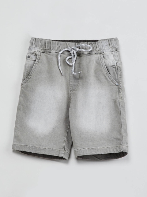 

max Boys Grey Washed Washed Denim Shorts