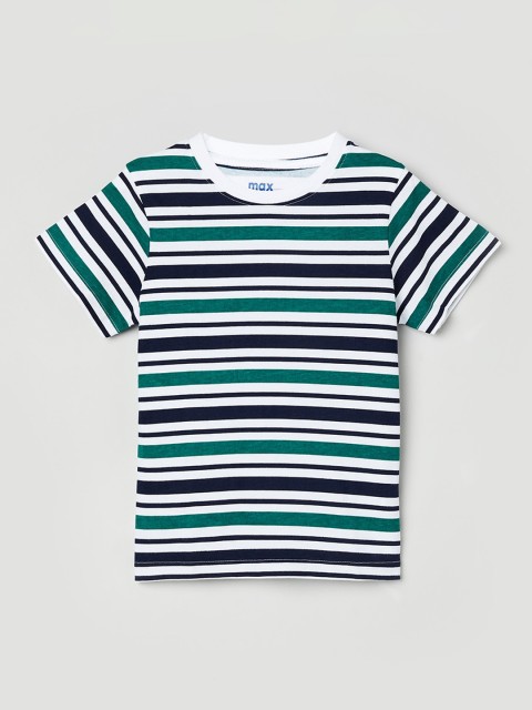 

max Boys Multicoloured Striped Round Neck T-shirt, Multi