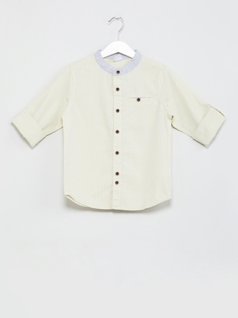 

max Boys Yellow & White Regular Fit Checked Casual Shirt