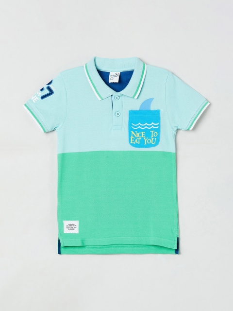 

max Boys Multicoloured Colourblocked Round Neck Pure Cotton T-shirt, Multi