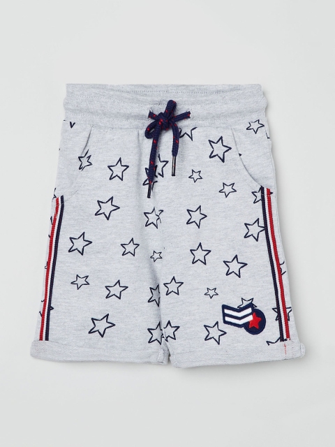 

max Infant Boys Grey Melange & Navy Blue Printed Regular Shorts