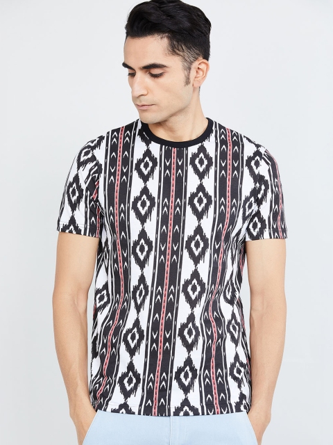 

max Men Multicoloured Tribal Print Round Neck T-shirt, Multi