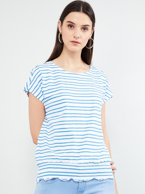 

max Women Blue Striped Top