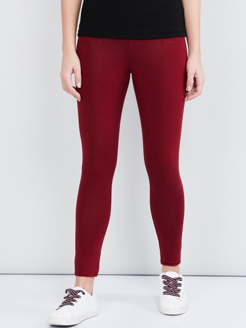 

max Women Red Solid Ankle-Length Leggings