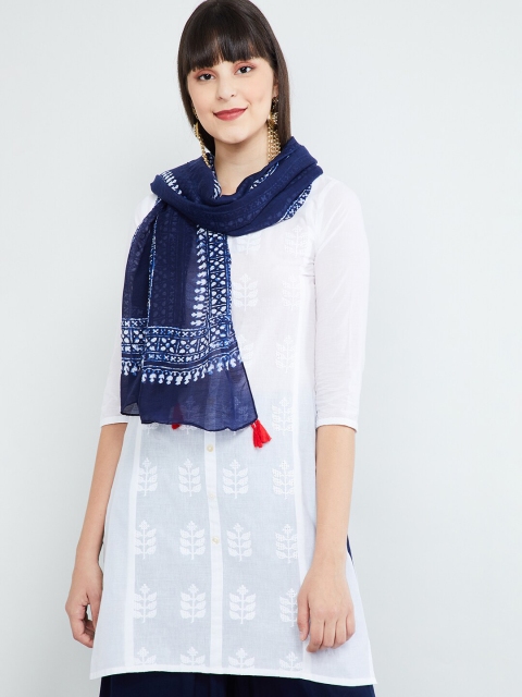 

max Blue Printed Dupatta