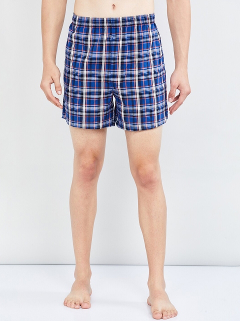 

max Men Blue & White Checked Pure Cotton Boxers SP19CBER11BLUE