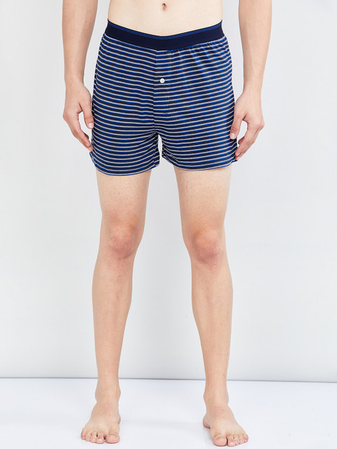 

max Men Blue & White Striped Boxers SIWBBSP20013BLUE