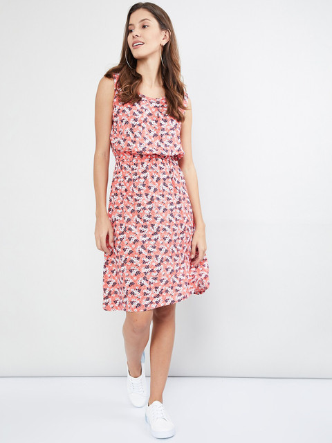 

max Women Pink FLoral Printed Fit and Flare Dress