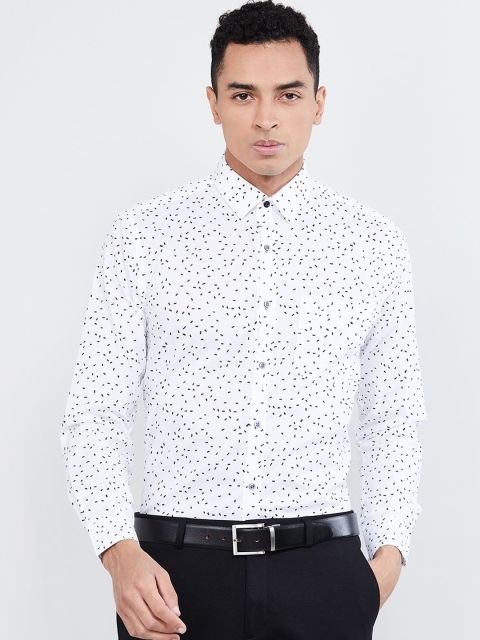 

max Men White & Black Regular Fit Printed Formal Shirt