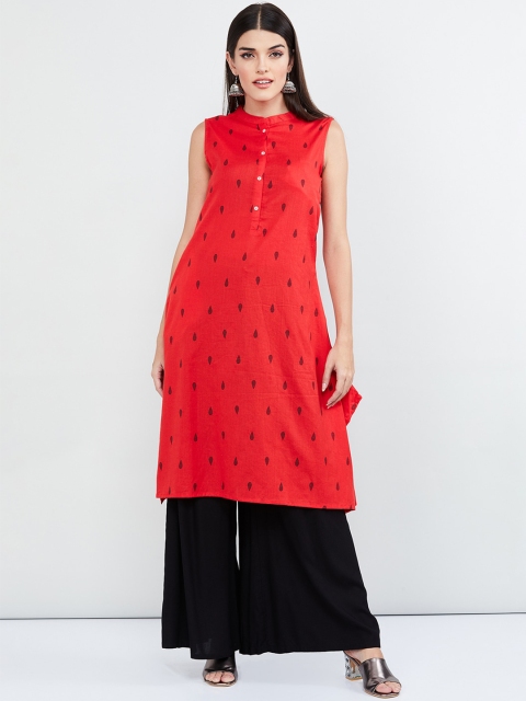 

max Women Red & Black Printed A-Line Kurta