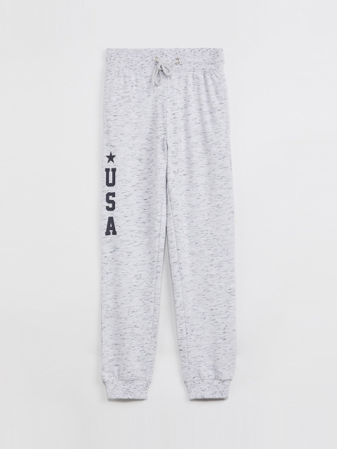 

max Boys Grey Printed Slim-Fit Joggers