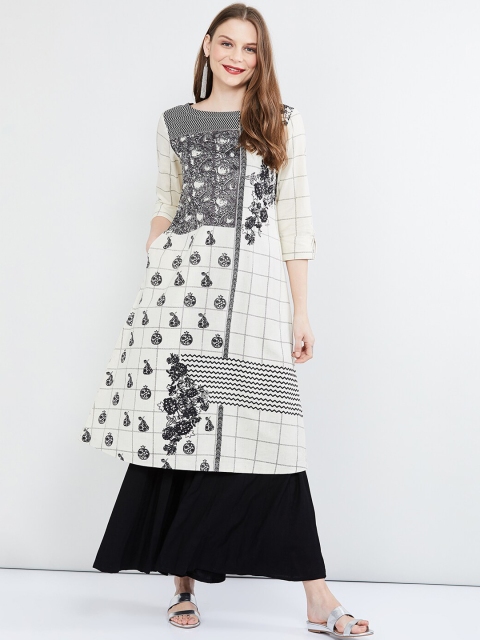 

max Women Off-White Printed A-Line Kurta