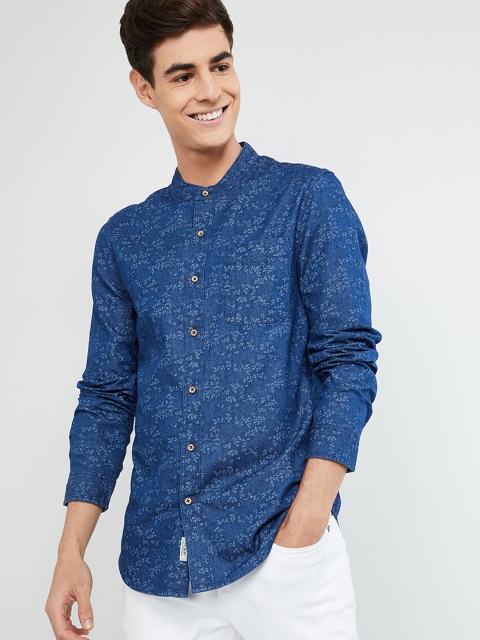 

max Men Blue Slim Fit Printed Casual Shirt