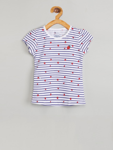 

max Girls White Printed Round Neck T-shirt