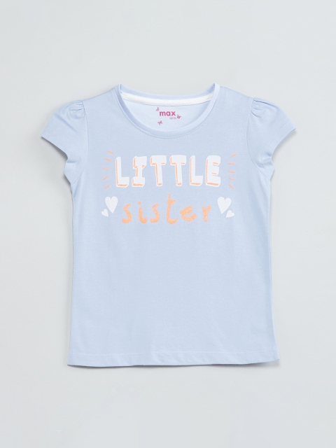

max Girls Blue Printed Knitted Top