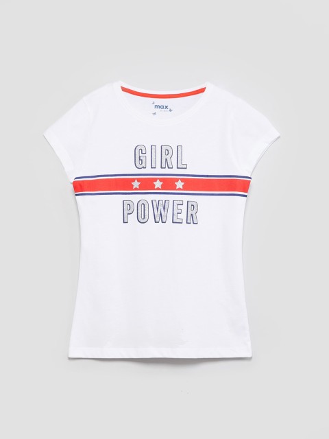 

max Girls White Printed Top