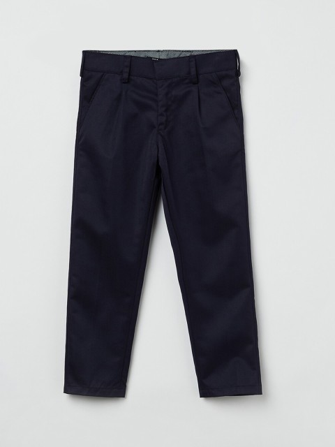 

max Boys Navy Blue Regular Fit Solid Regular Trousers