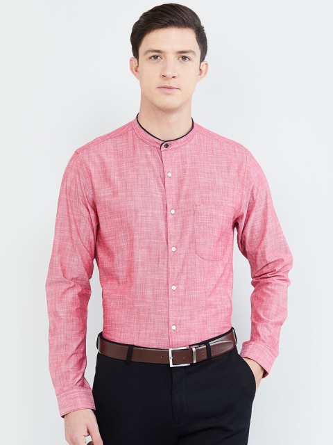 

max Men Coral Red Slim Fit Solid Semiformal Shirt
