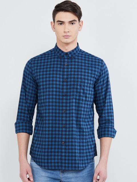 

max Men Blue Regular Fit Checked Casual Shirt