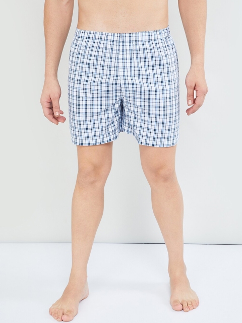 

max Men White & Blue Checked Boxers PNRWI19BX01WHITE