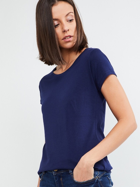 

max Women Navy Blue Solid Top
