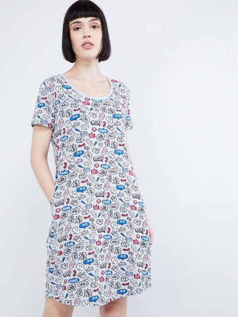 

max Women Grey Printed Sleep Shirt