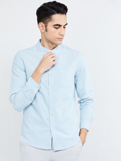 

max Men Blue Slim Fit Solid Casual Shirt